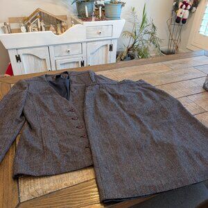35% wool 65% polyester skirt suit.